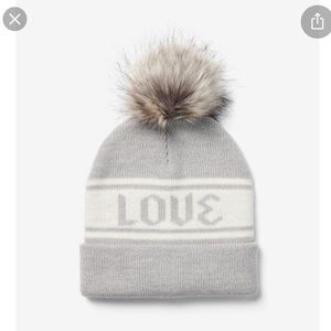 Love Striped Pom Beanie